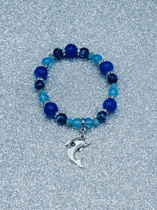 Sapphire Blue And Aquamarine Dolphin Bracelet