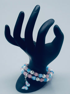 Blue And Pink Butterfly Bracelets Duo