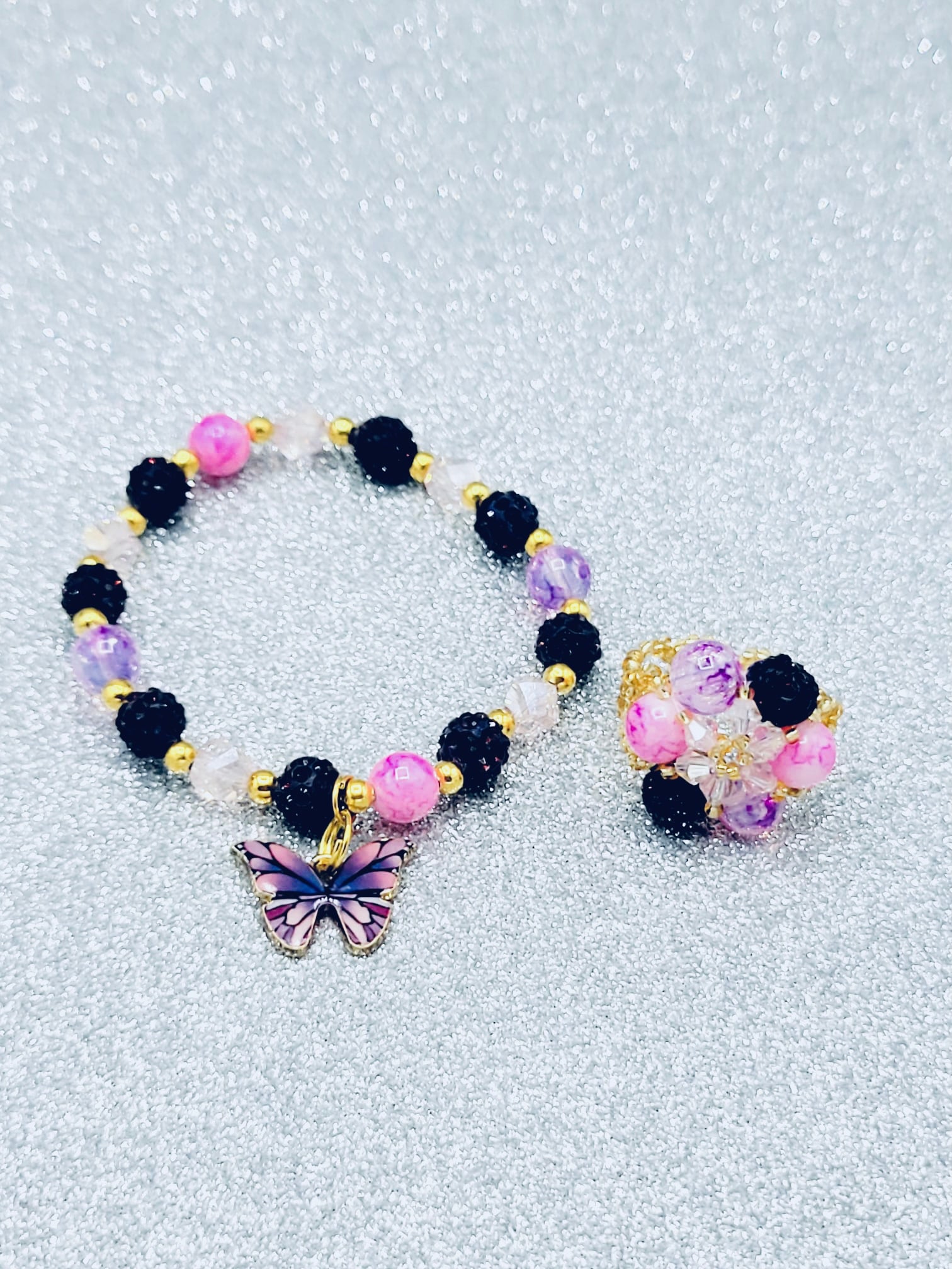 Purple And Light Pink Butterfly Set