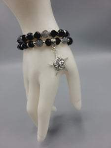 Black Moon, Star And Sun Bracelets Duo