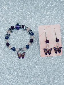 Purple And Wine Butterfly Set