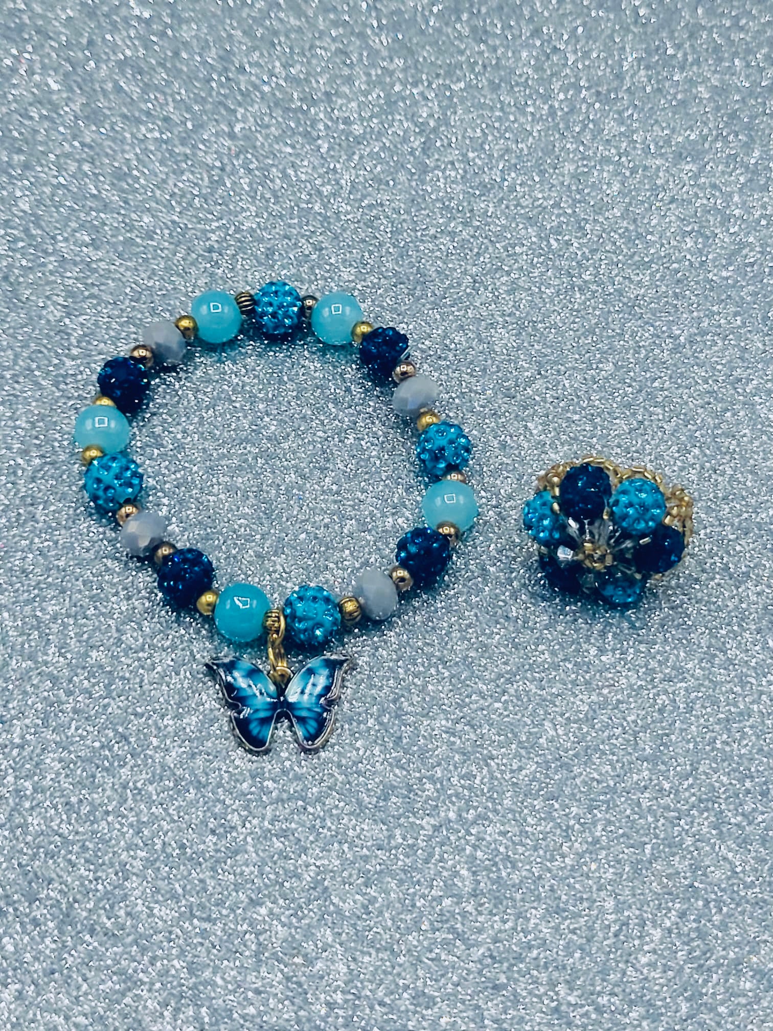 Aquamarine And Turquoise Butterfly Set