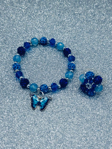 Sapphire Blue And Light Blue Butterfly Set