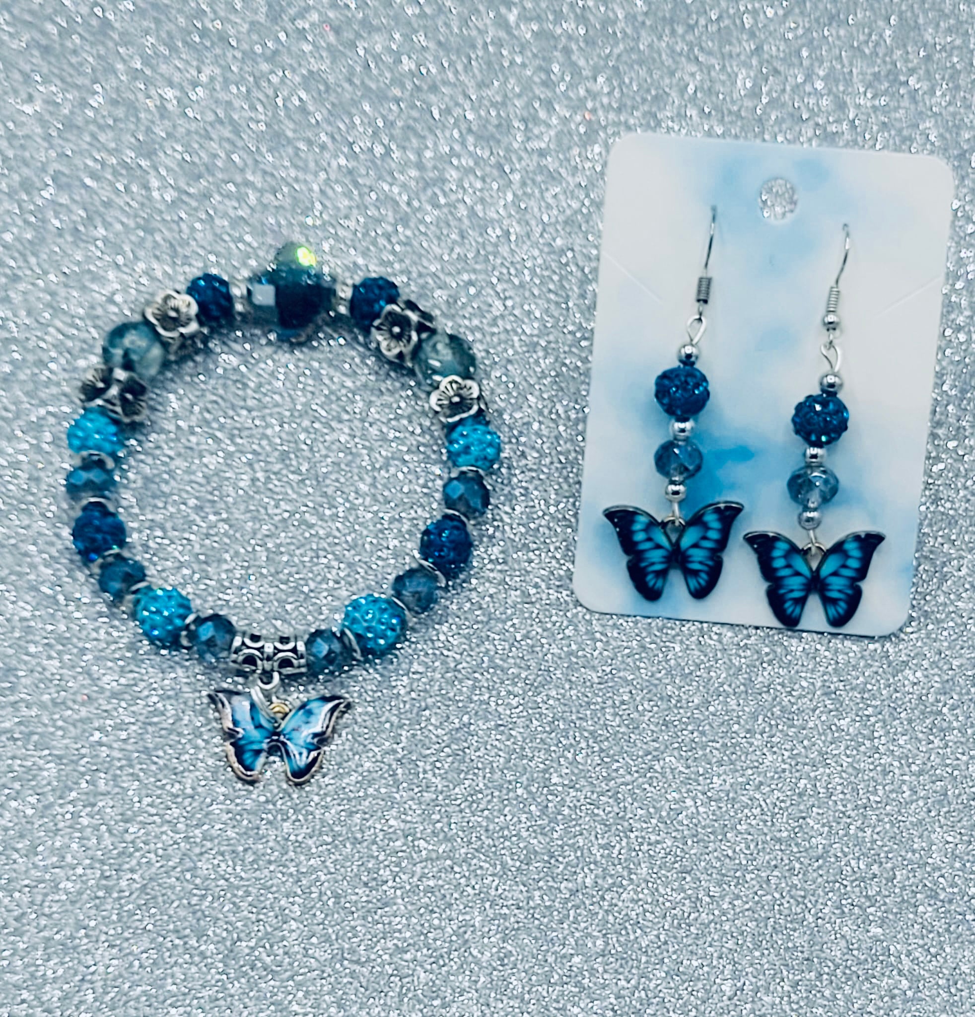 Turquoise And Aquamarine Butterfly Set