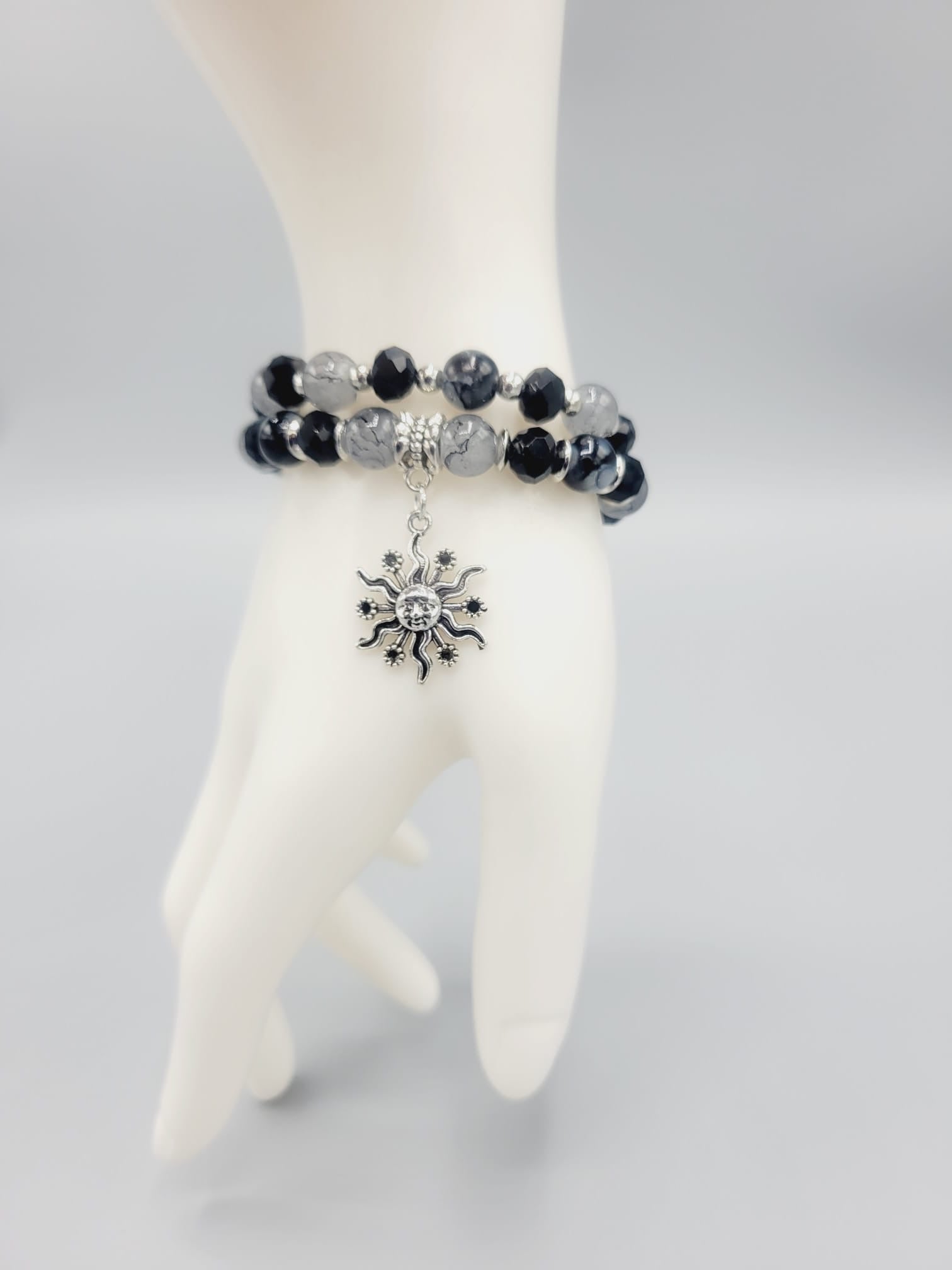 Black And Gray Sun Bracelets Duo