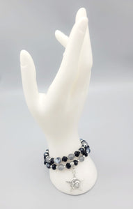 Black And Gray Moon, Star And Sun Bracelets Duo