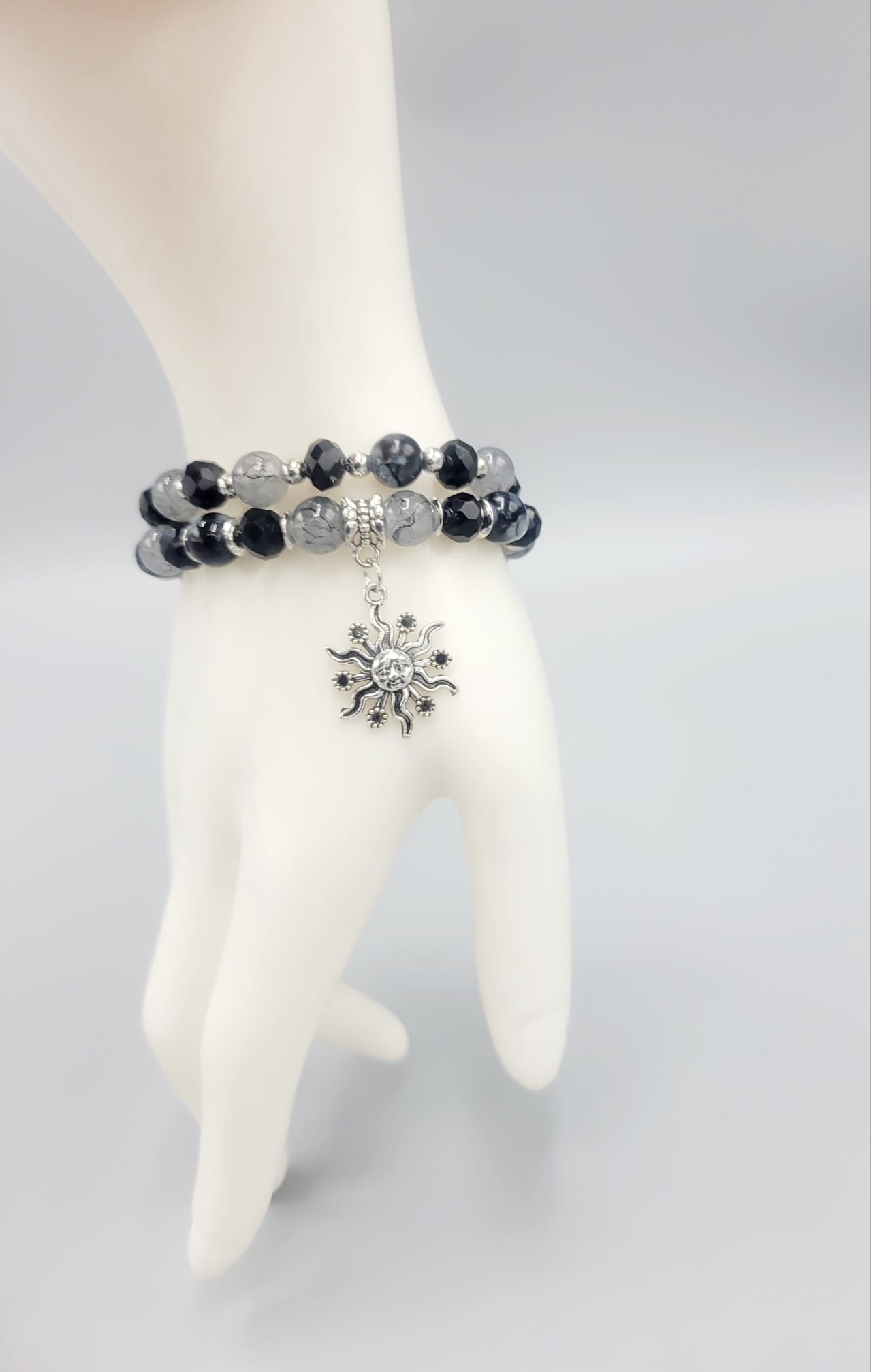 Black And Gray Sun Bracelets Duo