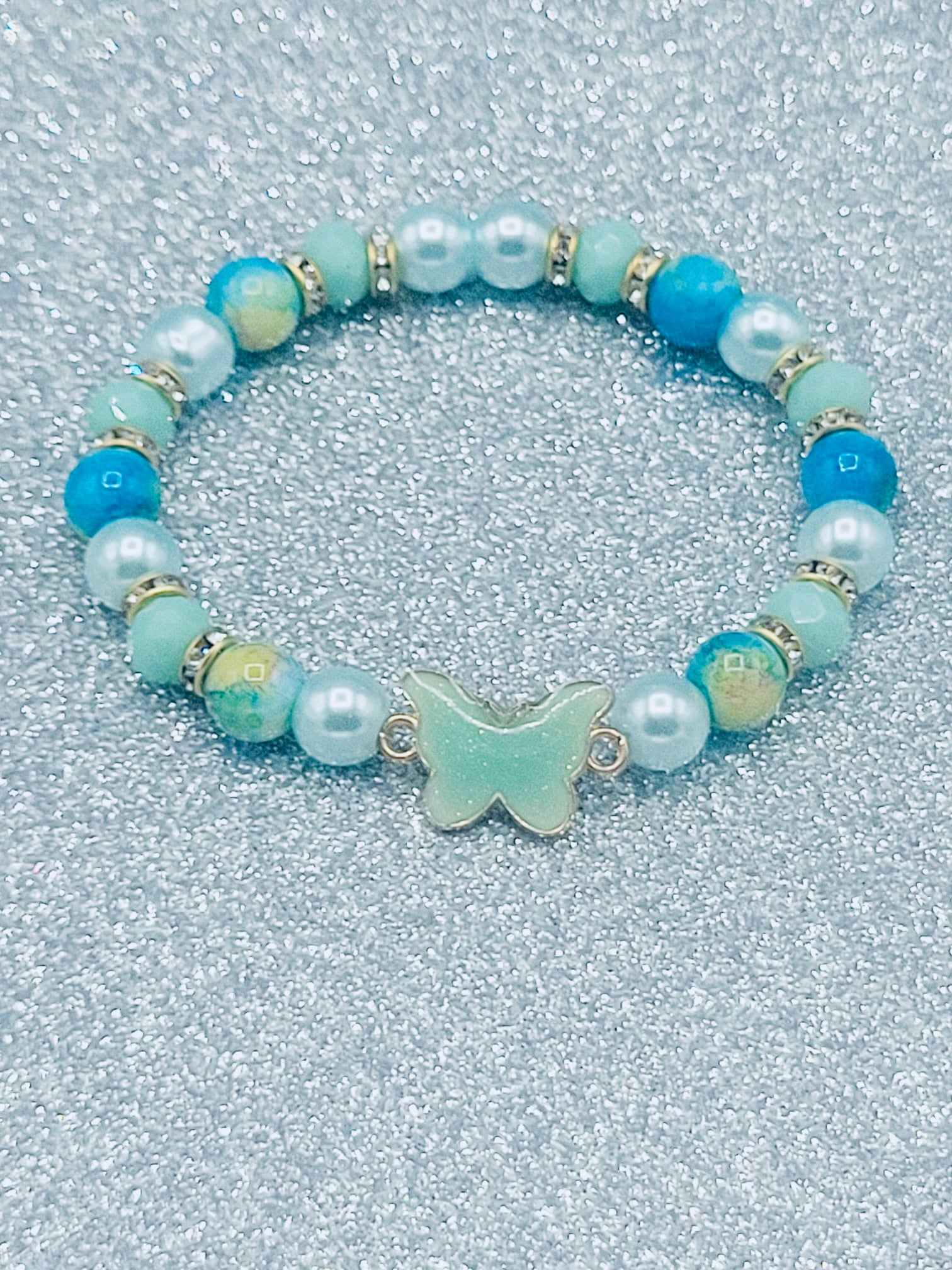 Mint Green And Light Blue Butterfly Bracelet