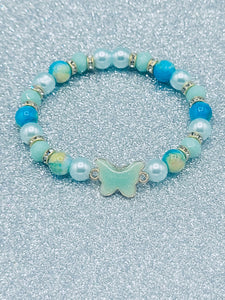 Mint Green And Light Blue Butterfly Bracelet