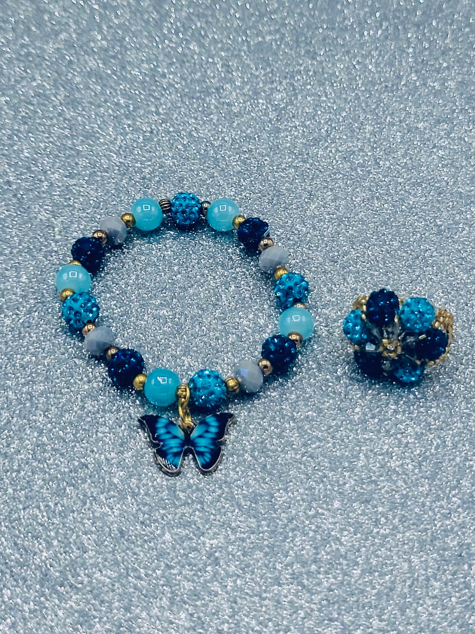 Aquamarine And Turquoise Butterfly Set