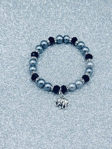 Black And Silver Elephant Bracelet