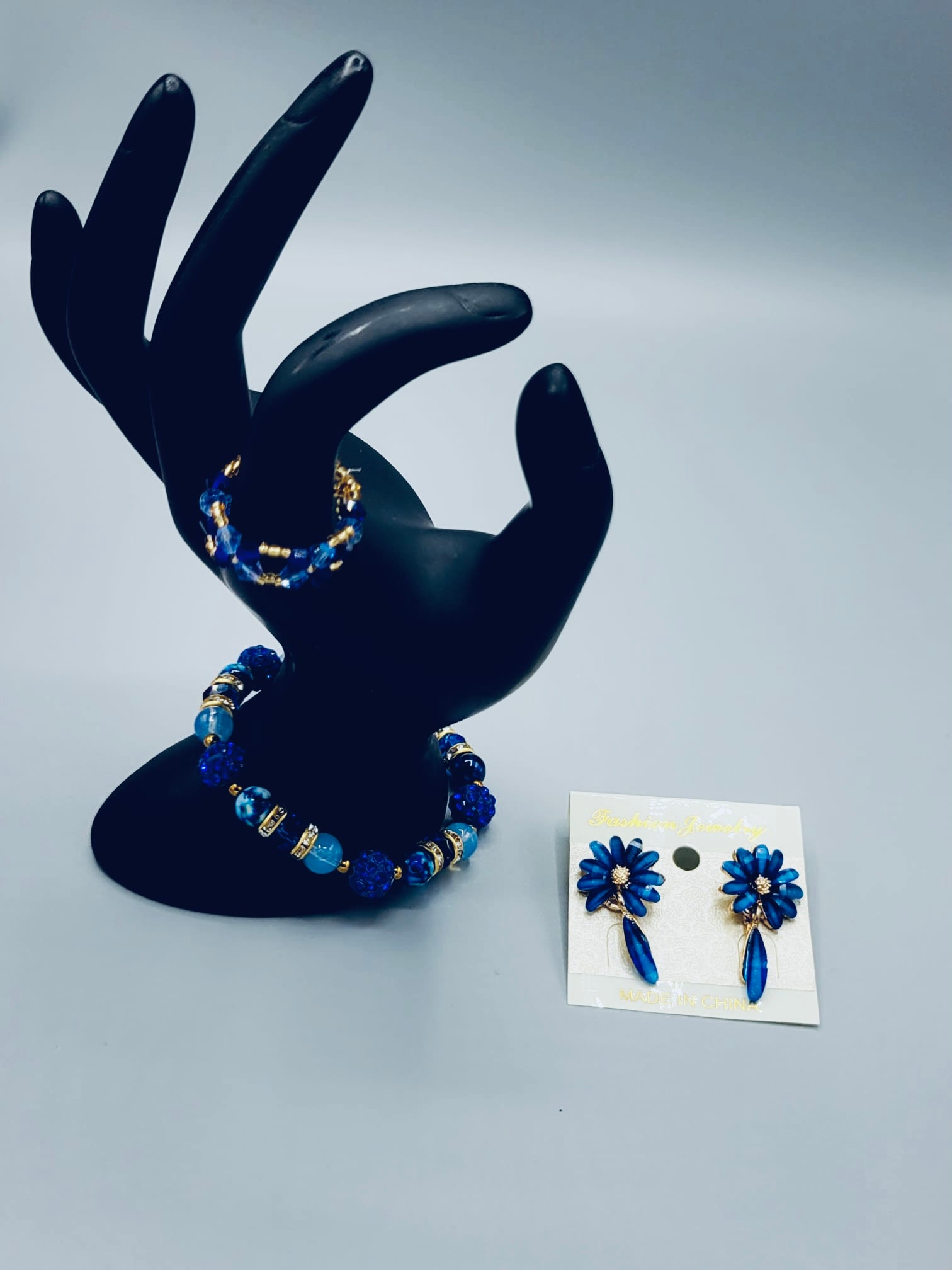 Sapphire Blue And Gold Flower Set