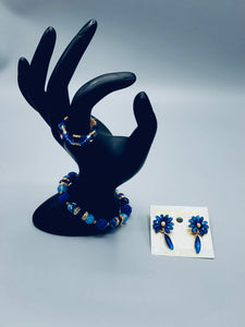 Sapphire Blue And Gold Flower Set