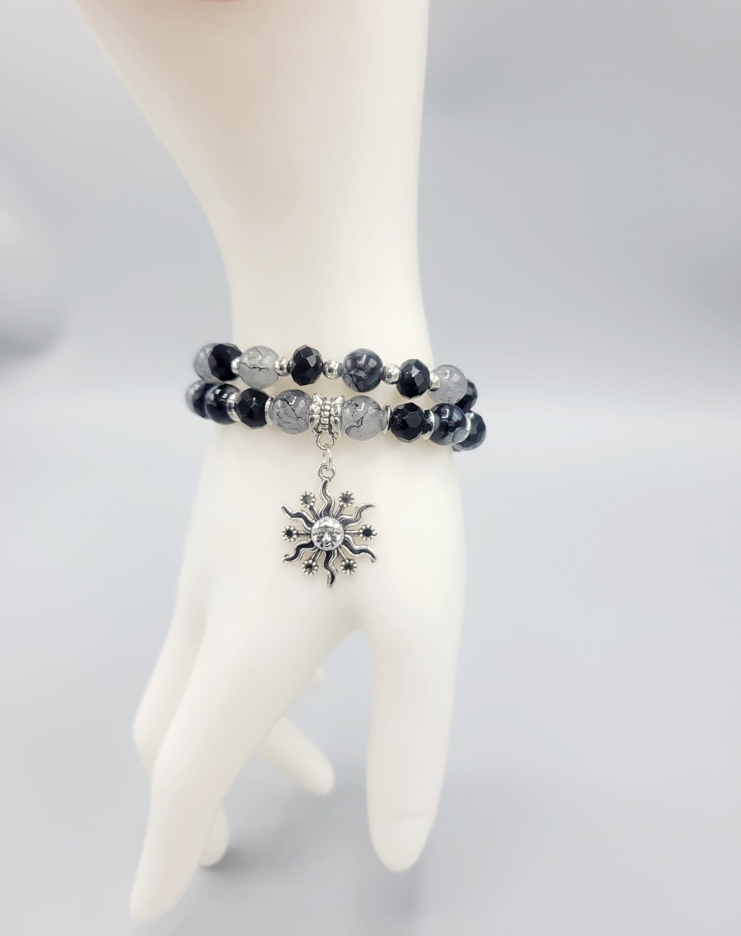 Black And Gray Sun Bracelets Duo