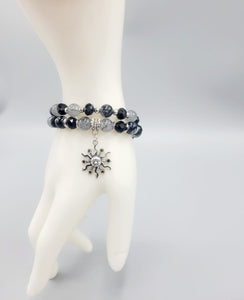 Black And Gray Sun Bracelets Duo