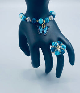 Aquamarine And Turquoise Butterfly Set