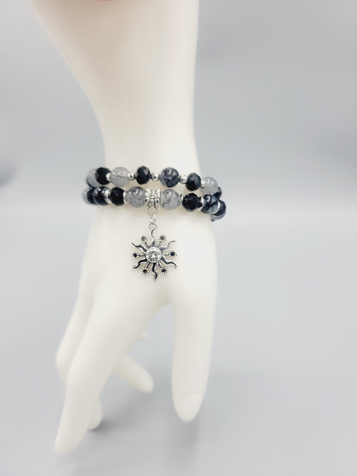 Black And Gray Sun Bracelets Duo