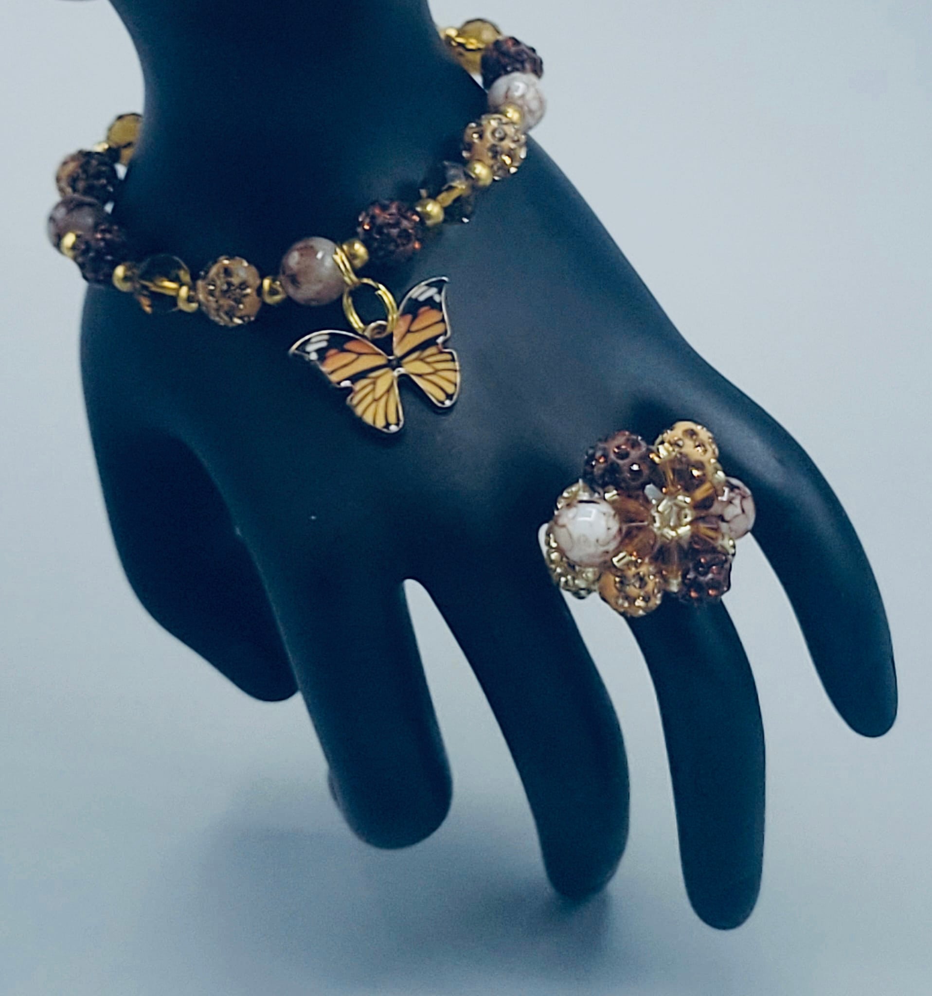 Brown And Amber Butterfly Set