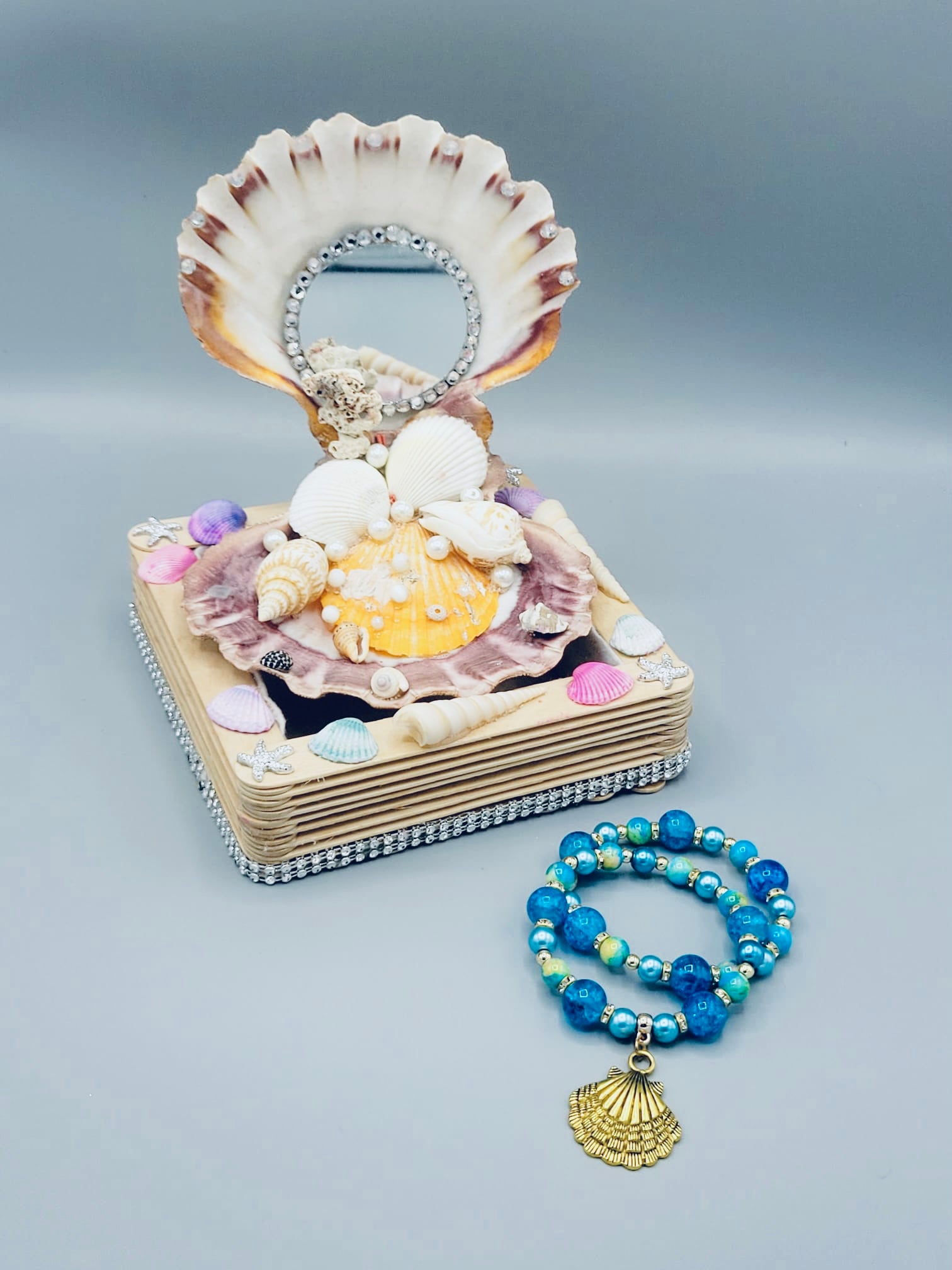 Aquamarine Sea Oyster Bracelets Duo