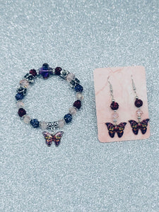 Purple And Wine Butterfly Set