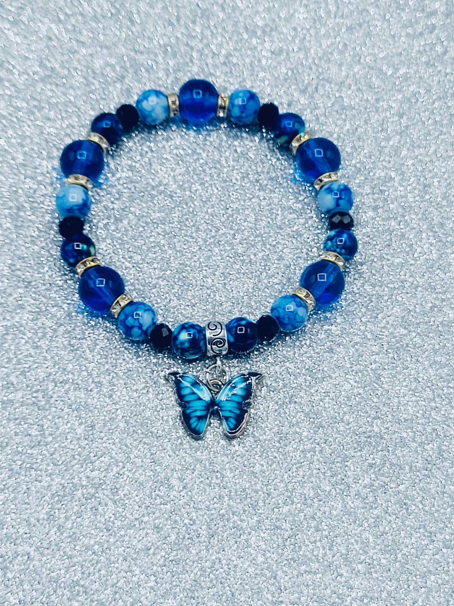 Sapphire Blue And Black Butterfly Bracelet