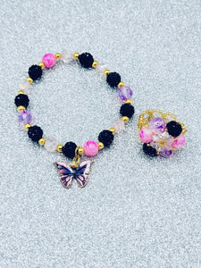 Purple And Light Pink Butterfly Set