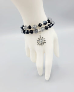 Black And Gray Sun Bracelets Duo