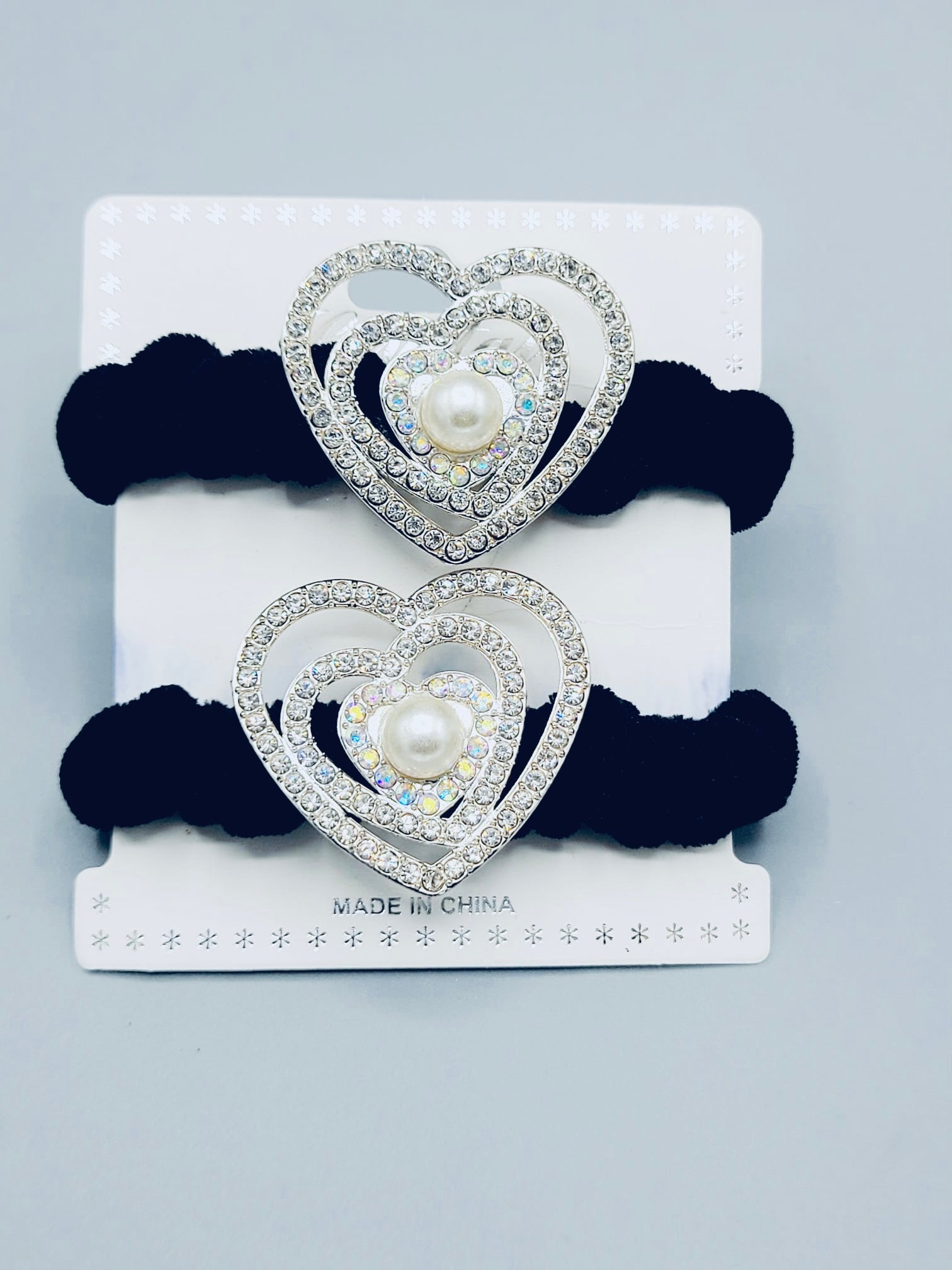 Silver Heart Hair Elastics