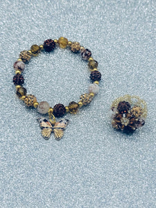 Brown And Amber Butterfly Set