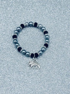 Black And Silver Elephant Bracelet