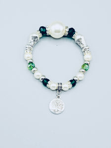 White And Green Tree Of Life Bracelet