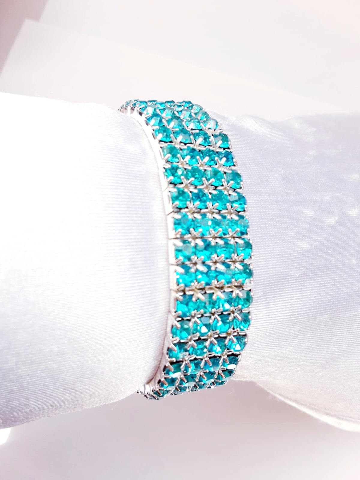 Aquamarine Wide Rhinestone Bracelet