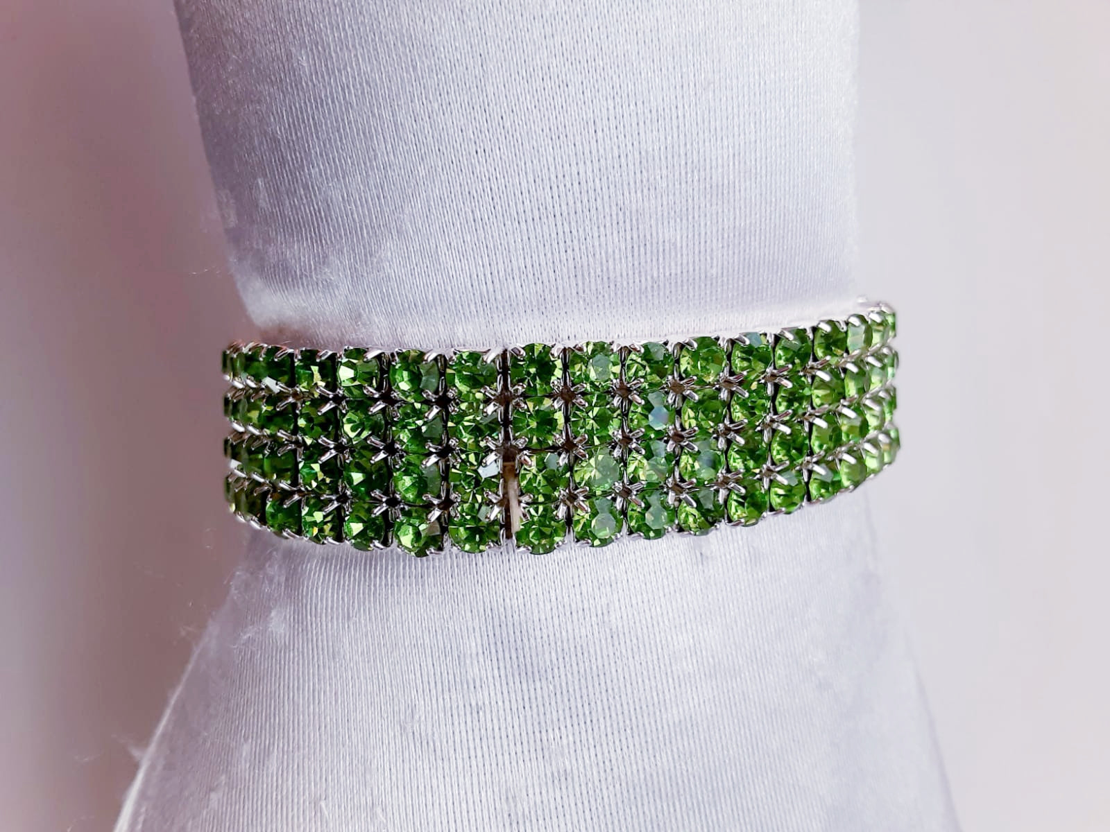 Light Green Wide Rhinestone Bracelet