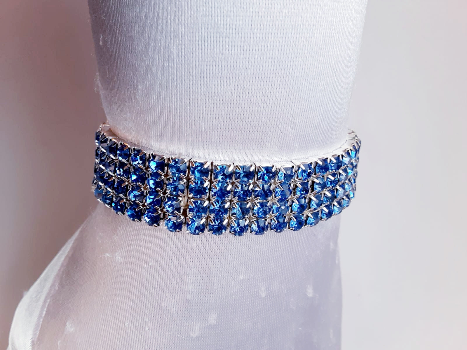 Light Blue Wide Rhinestone Bracelet