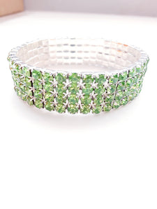 Light Green Wide Rhinestone Bracelet