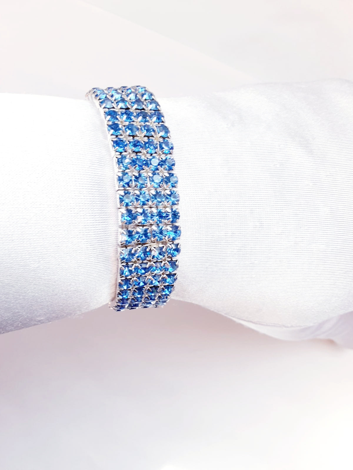 Light Blue Wide Rhinestone Bracelet