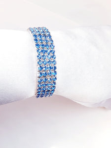 Light Blue Wide Rhinestone Bracelet