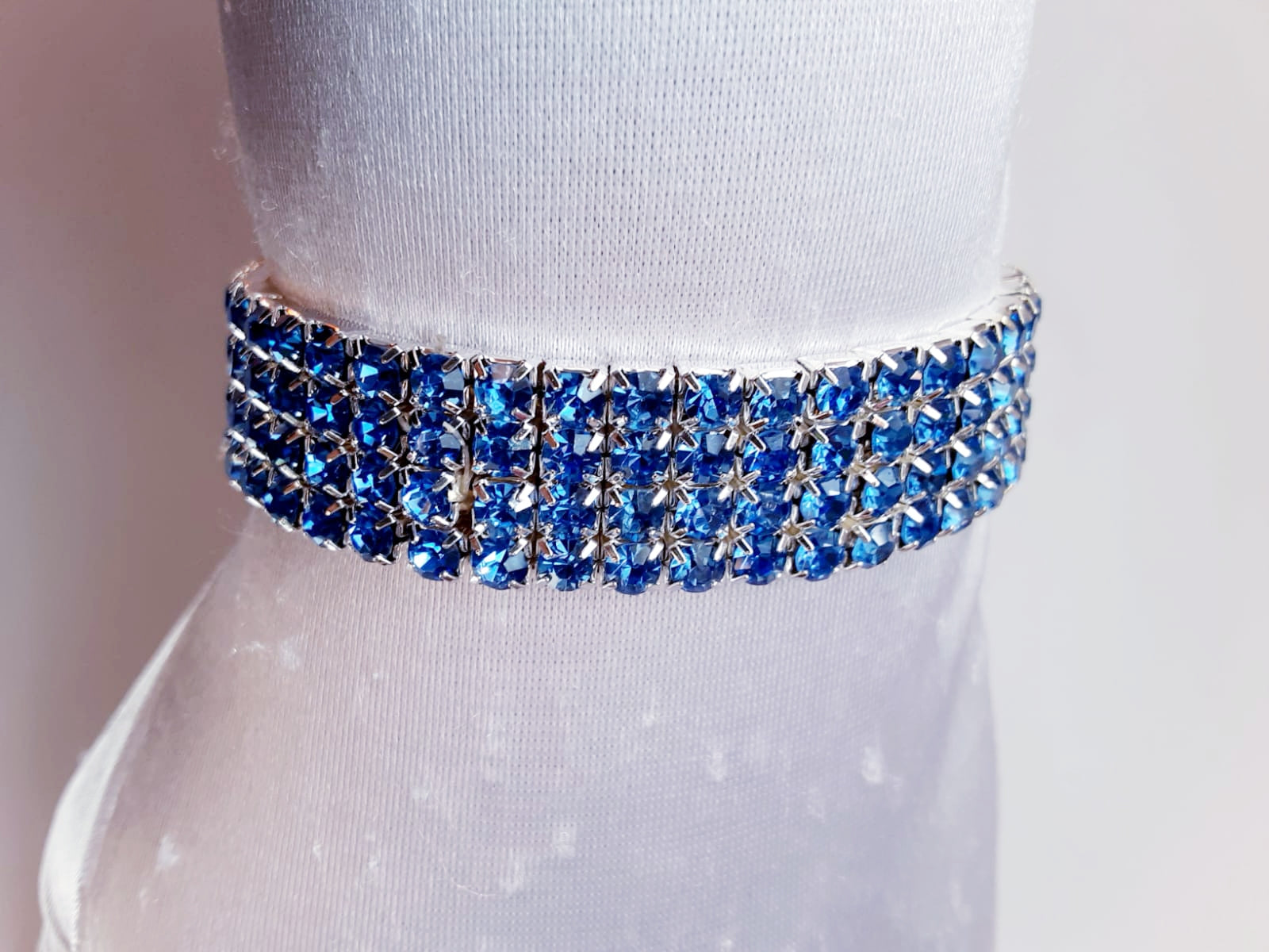 Light Blue Wide Rhinestone Bracelet