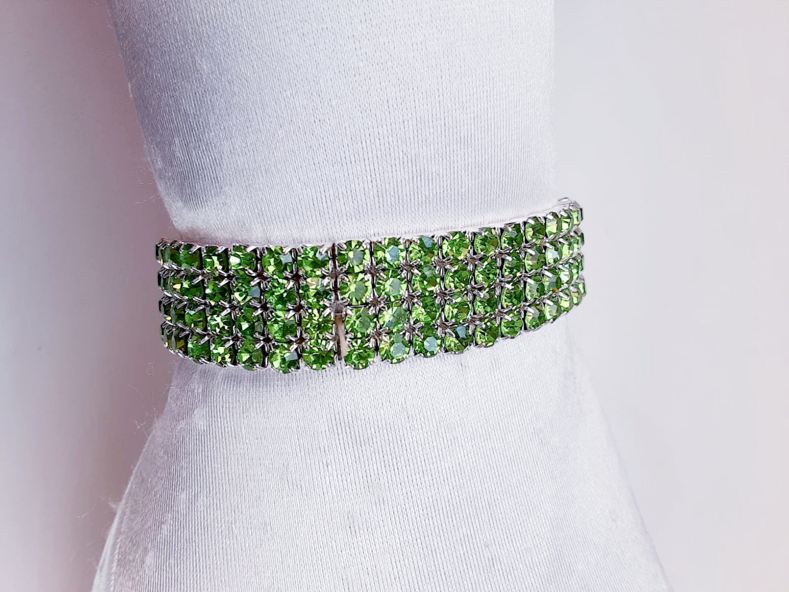 Light Green Wide Rhinestone Bracelet