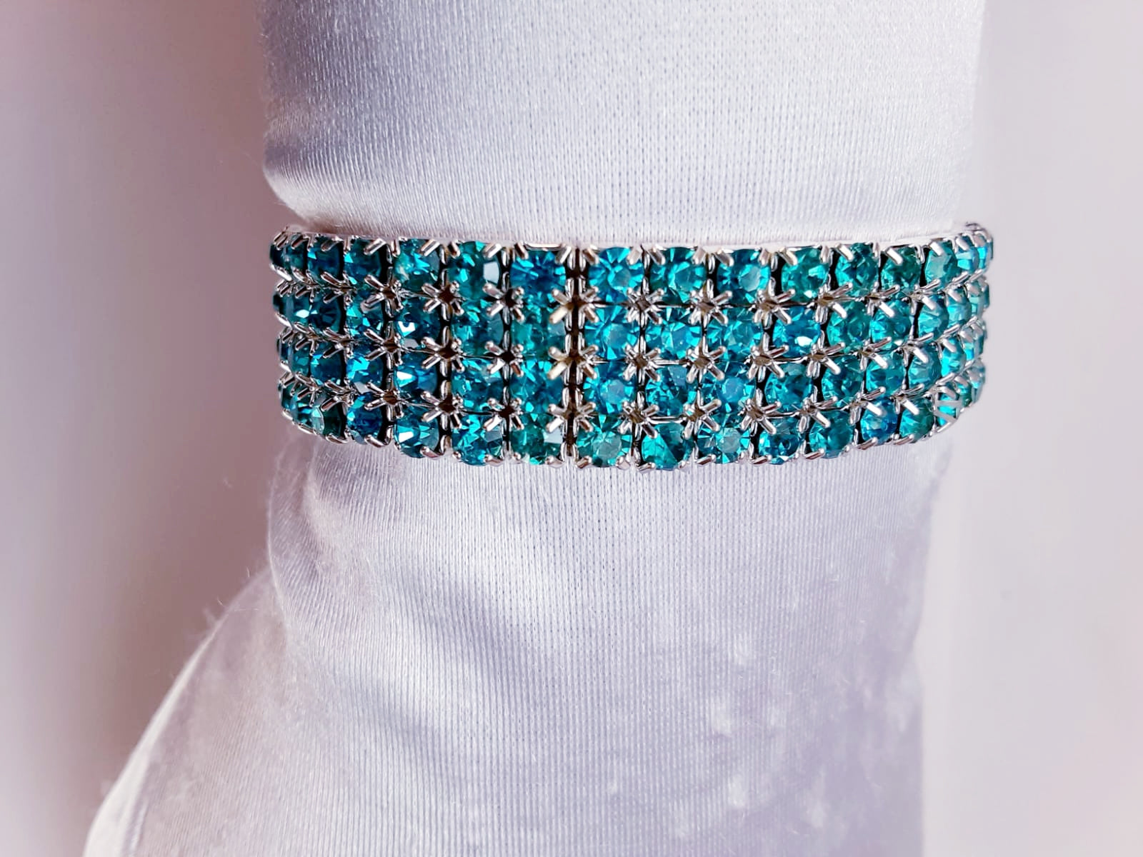 Aquamarine Wide Rhinestone Bracelet