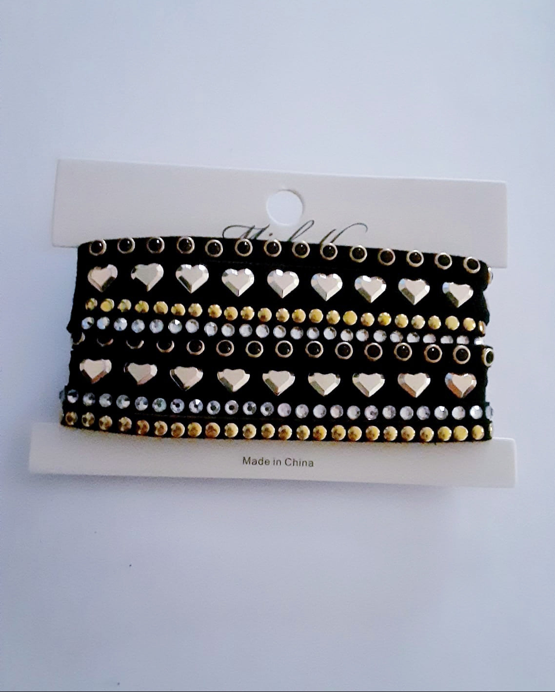 Heart Wide Rhinestone Bracelet