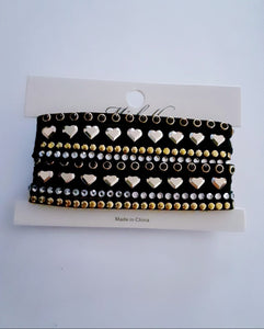 Heart Wide Rhinestone Bracelet