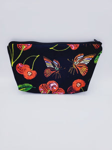 Cherry And Butterfly Cosmetic Bag