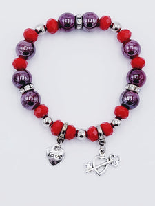 Red And Purple Heart Bracelet