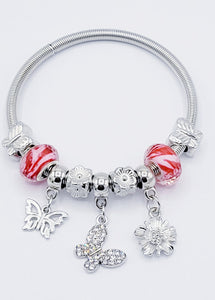 Red And White Butterfly Bangle Bracelets