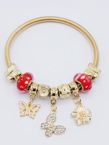 Red Butterfly Bangle Bracelet