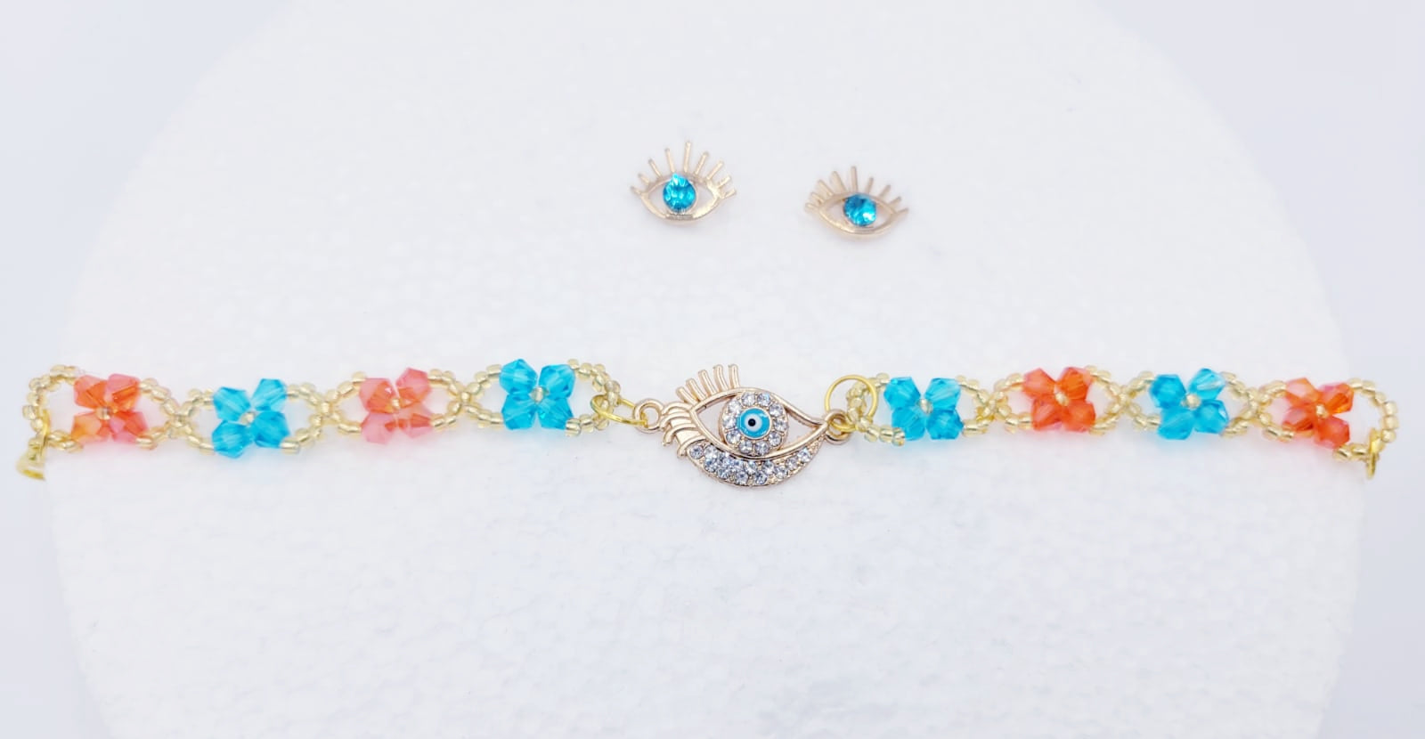 Aquamarine And Orange Eye Set
