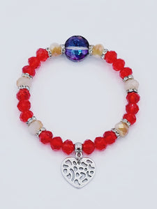 Red And Cream Heart Bracelet