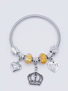 Yellow Crown Bangle Bracelet