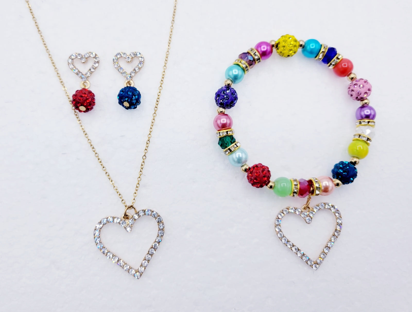 Multicolor And Gold Heart Set